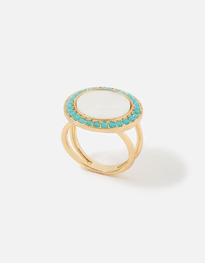 Feel Good Statement Enamel Ring, Cream (PEARL), large