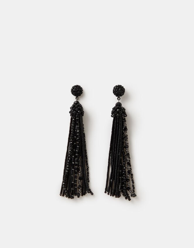 Bead Tassel Drop Earrings, , large