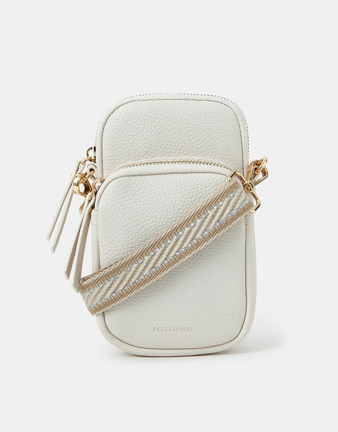 Webbing Strap Phone Bag, Cream (CREAM), large