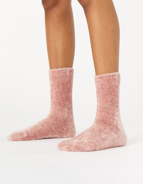 Fluffy Chenille Cosy Ankle Socks, Pink (PINK), large