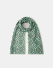 Lightweight Cross Stitch Heart Print Scarf, , large