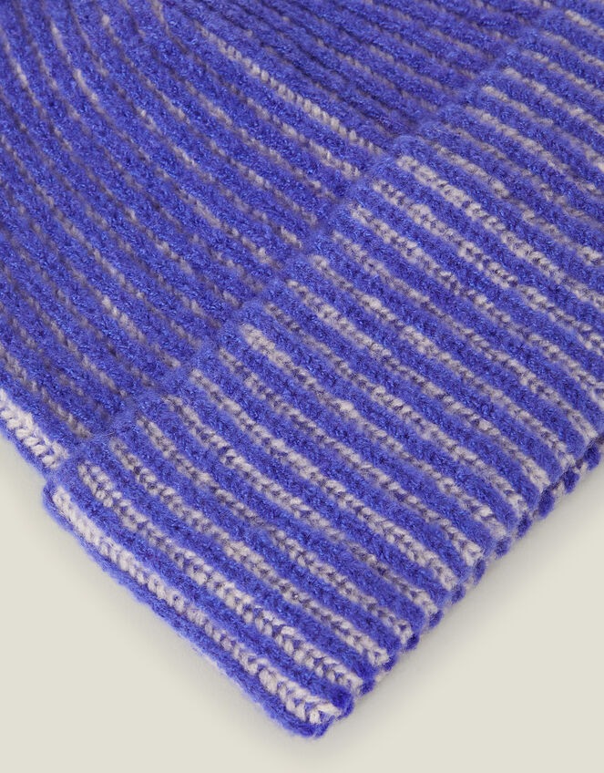 Chunky Rib Beanie Hat, Blue (BLUE), large