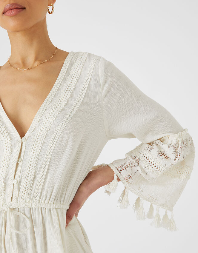 Lace Trim Playsuit , Ivory (IVORY), large