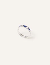 Sterling Silver Triangle Band Ring, Blue (NAVY), large