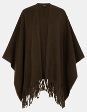 Fringe Trim Poncho, , large