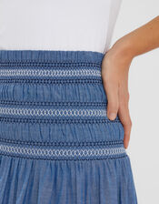 Smock Tiered Maxi Skirt, Blue (BLUE), large