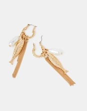 Fish Charm Twisted Huggie Hoop Earrings, , large