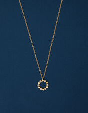 14ct Gold-Plated Flower Circle Pendant Necklace, , large