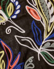 Floral Embroidered Blanket Scarf, , large