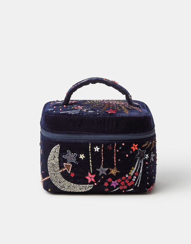 Embellished Celestial Velvet Make Up Bag, , large