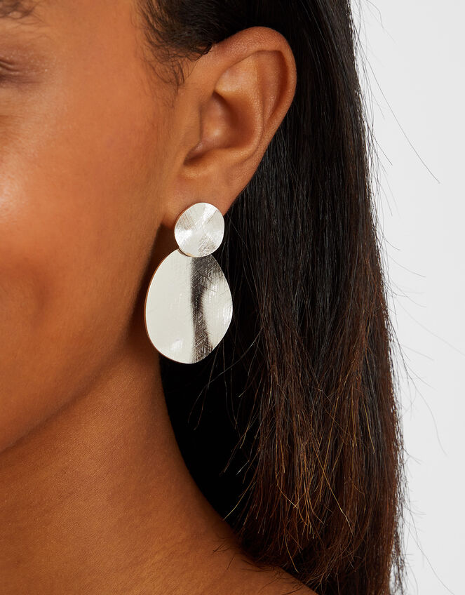 Textured Circle Drop Earrings, , large