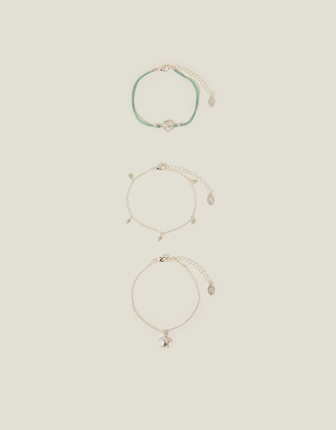 3-Pack Turtle Charm Anklets, , large