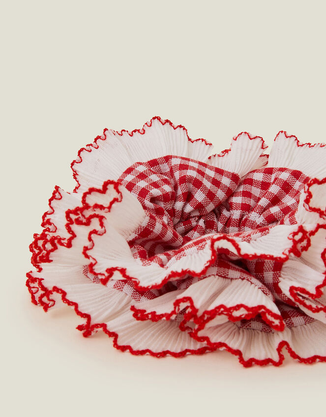 Oversized Gingham Hair Scrunchie, , large