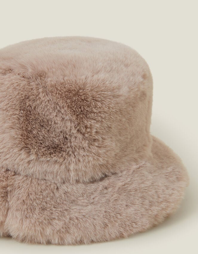Faux Fur Bucket Hat, Natural (NATURAL), large