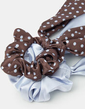 2-Pack Polka Dot Scarf Hair Scrunchies, , large
