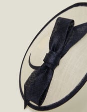 Two Tone Bow Disc Fascinator, Black (BLACK WHITE), large