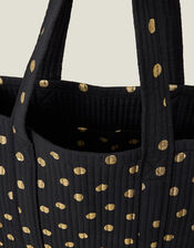 Quilted Polka Dot Shopper Tote Bag, , large