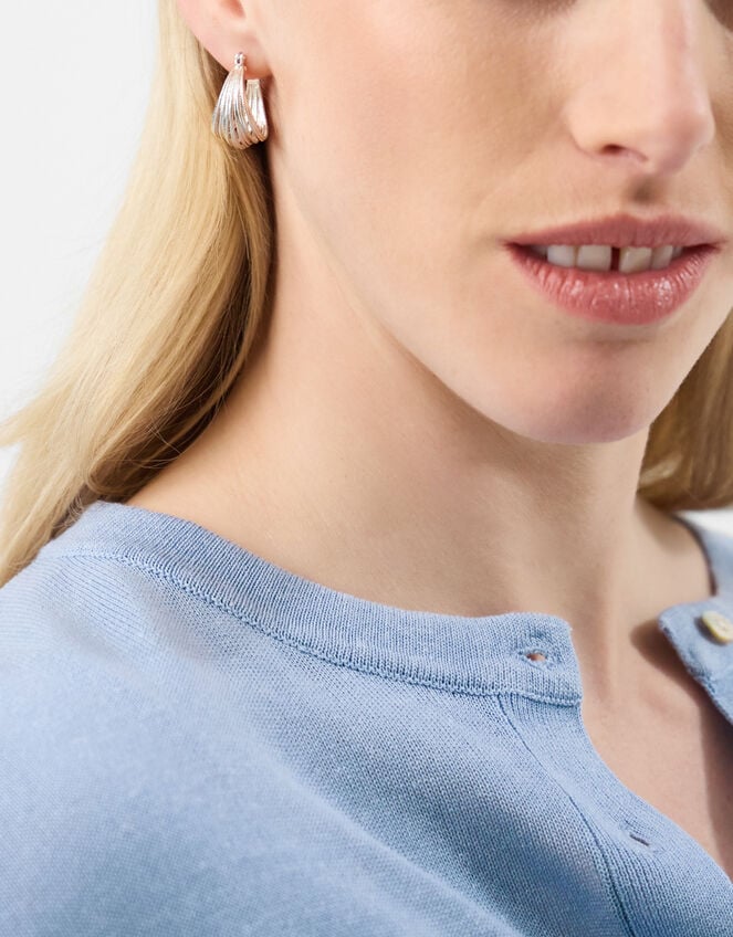 Multi Strand Hoop Earrings, Silver (SILVER), large