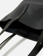 Large Leather Shopper Bag, Black (BLACK), large