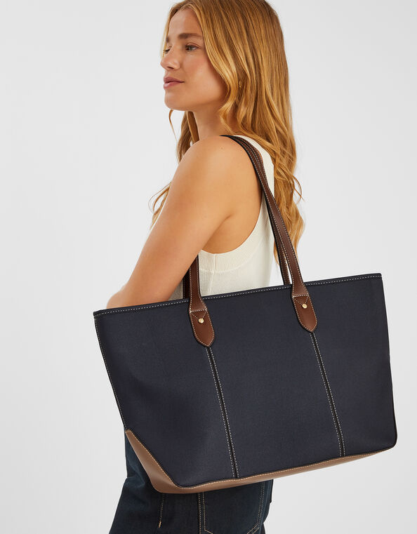 Two Tone Zip Tote Bag, , large