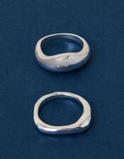 2-Pack Sterling Silver-Plated Molten Rings, Silver (ST SILVER), large