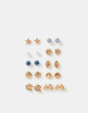 10-Pack Vacay Vibes Stud Earrings, , large