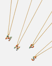 14ct Gold-Plated Rainbow Initial Pendant Necklace, Gold (GOLD), large