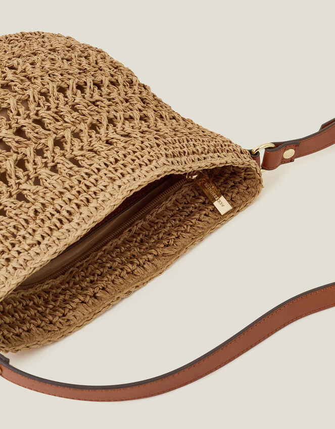 Raffia Cross-Body Bag, , large