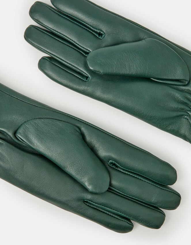 Faux Fur Lined Leather Gloves, Green (GREEN), large
