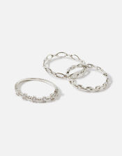 Platinum-Plated Stacking Rings Set of Three, Silver (SILVER), large
