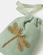 Dragonfly Beaded Drawstring Pouch, , large