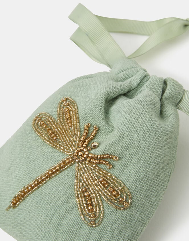 Dragonfly Beaded Drawstring Pouch, , large