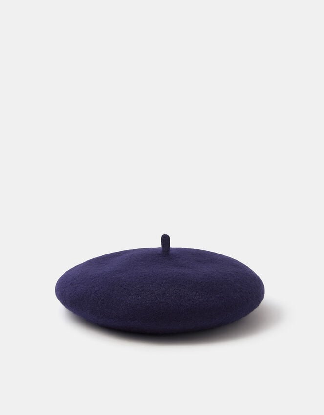 Plain Wool Beret, Blue (NAVY), large