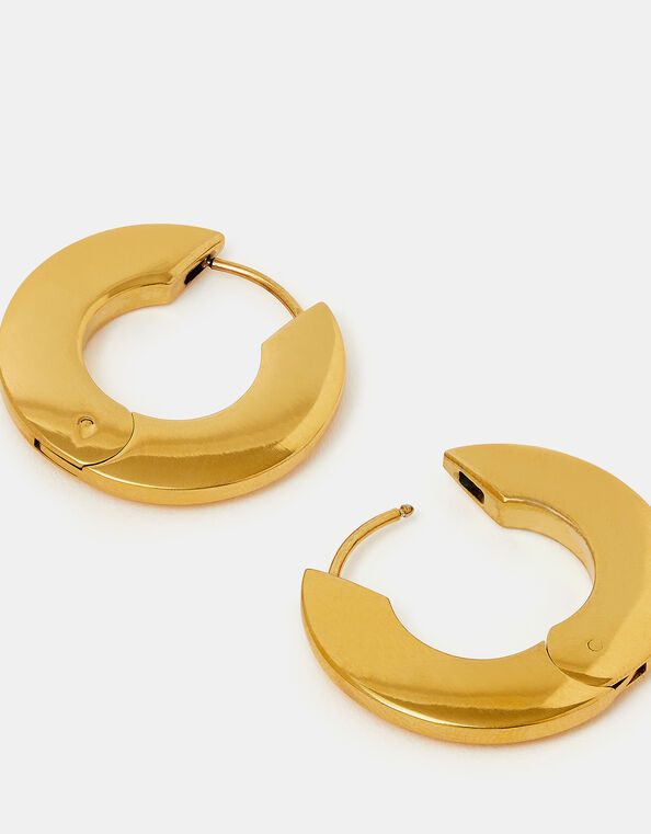 Stainless Steel Flat Hoop Earrings, , large