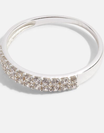 Sterling Silver Bling Encrusted Band Ring, White (ST CRYSTAL), large