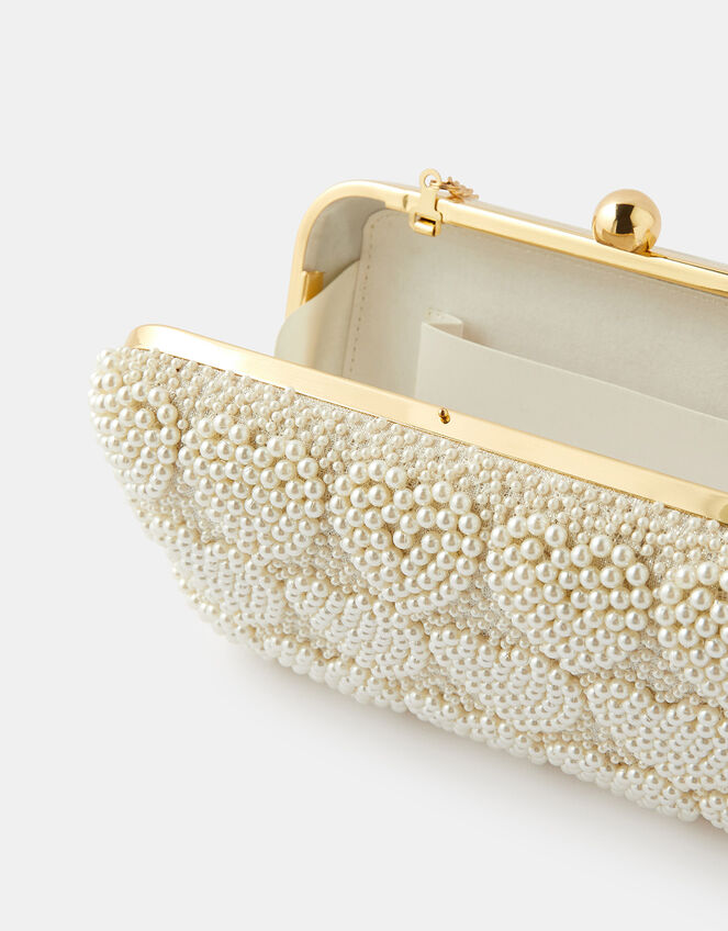 Pearly Heart Hardcase Clutch Bag, , large