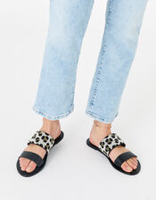 Beaded Animal Sandals, Black (BLACK), large