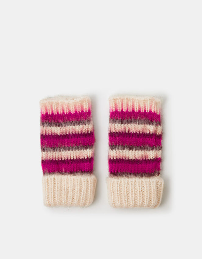 Brushed Stripe Fingerless Gloves, , large