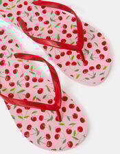 Cherry Print Flip Flops, Pink (PINK), large