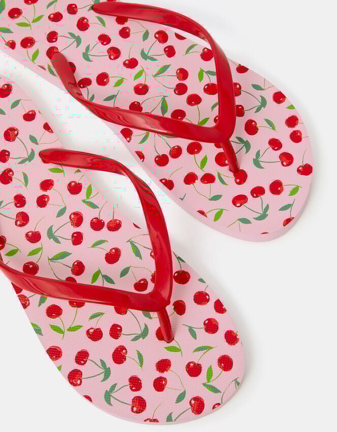 Cherry Print Flip Flops, Pink (PINK), large