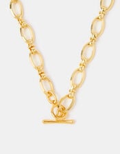14ct Gold-Plated Knot Chain T-Bar Necklace, , large