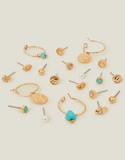 10-Pack Sparkle Stud and Hoop Earrings, , large
