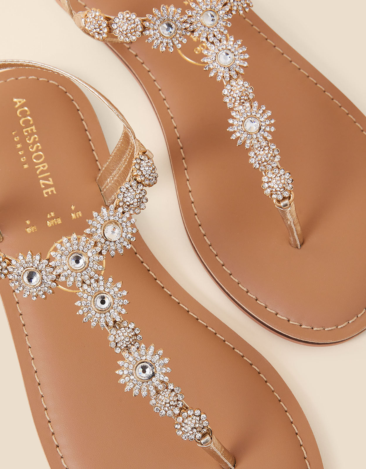 Wide Fit Rome Sparkly Sandals Gold