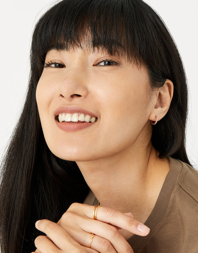 14ct Gold-Plated Slim Rings Set of Three, Gold (GOLD), large