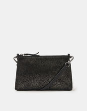 Metallic Leather Crossbody Bag, Black (BLACK), large