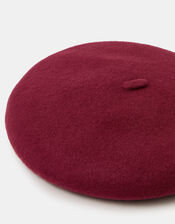 Plain Wool Beret, Red (BURGUNDY), large