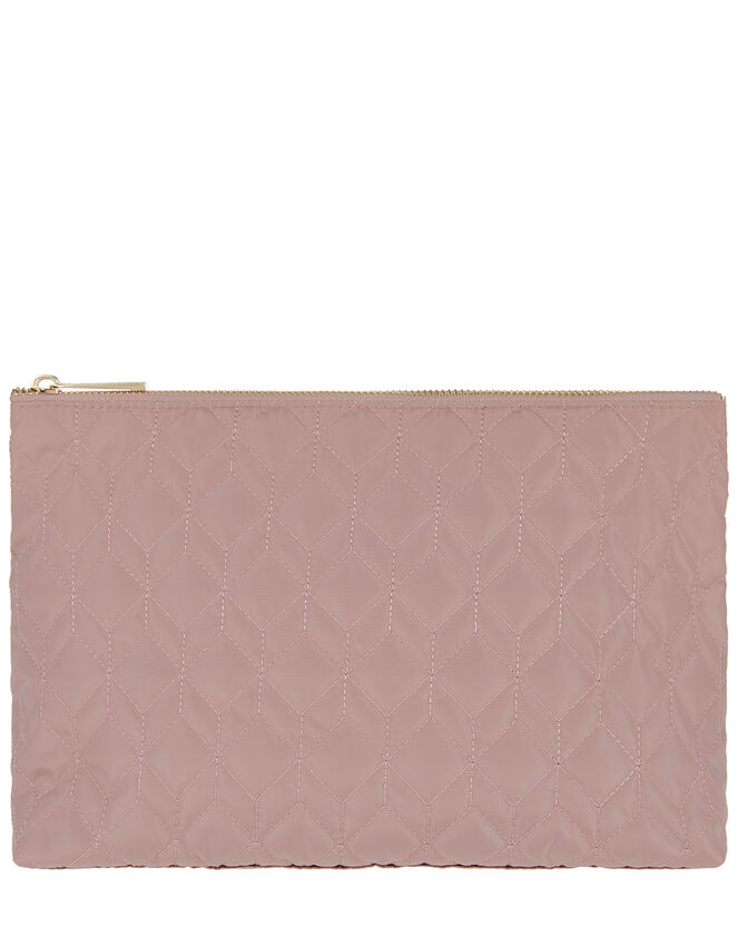 Large Quilted Makeup Bag in Recycled Polyester, , large