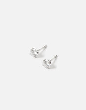 Sterling Silver Small Crystal Stud Earrings, , large