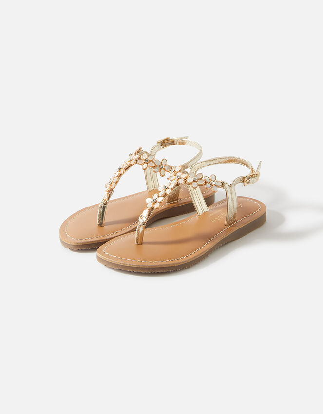 Girls Pearl Flower Sandals, Cream (PEARL), large