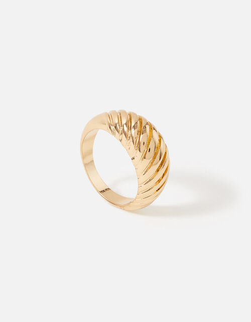 Blue Harvest Ribbed Band Ring, Gold (GOLD), large